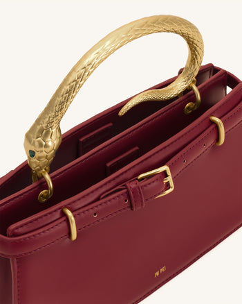 Elena Borsa con manico superiore a serpente - Rosso bordeaux