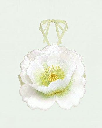 Crop top allacciato al collo con fiori 3D - Avorio