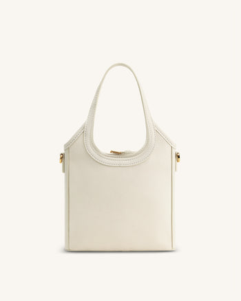 Brooke Borsa Mini con Manico e Cintura, Orchidea Ricamata con Perline - Avorio