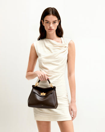 Lucia Borsa Con Manico Superiore Classica - Marrone Scuro