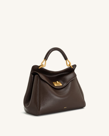 Lucia Borsa Con Manico Superiore Classica - Marrone Scuro