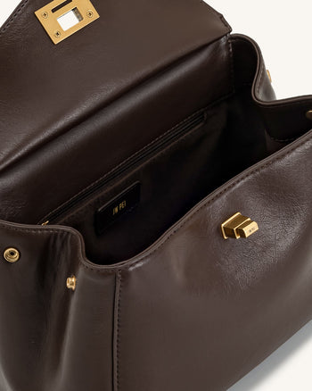 Lucia Borsa Con Manico Superiore Classica - Marrone Scuro