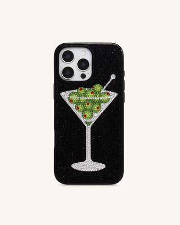 Olive Martini Custodia per Telefono in Cristallo Artificiale - Nero