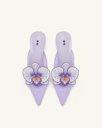 Helena Sabot traforati con decorazione ricamata - Viola