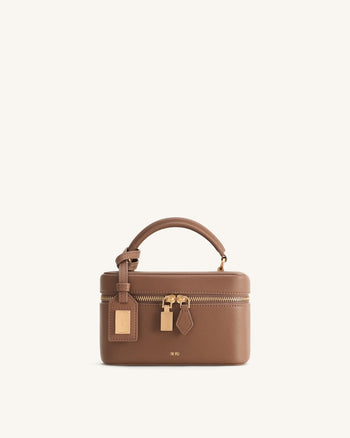 Cleo Borsa con Manico Superiore a Forma di Scatola - Marrone