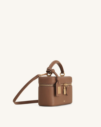 Cleo Borsa con Manico Superiore a Forma di Scatola - Marrone