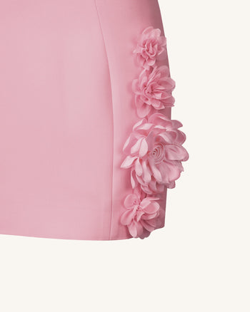 Elaina Mini Abito Rosa con Applicazione di Rosette - Rosa