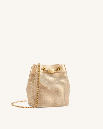 Yara Borsa a secchiello con cristalli artificiali - Champagne