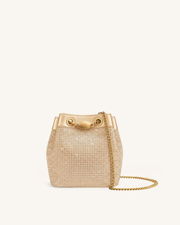 Yara Borsa a secchiello con cristalli artificiali - Champagne