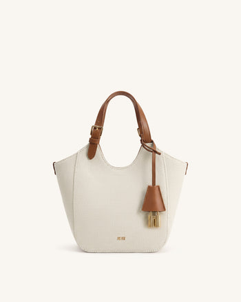 Ines Borsa tote con lucchetto - Tela marrone