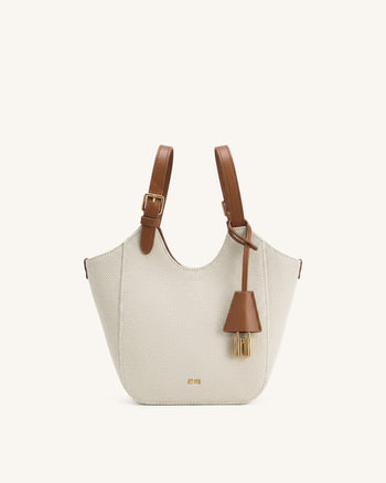 Ines Borsa tote con lucchetto - Tela marrone