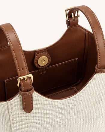 Ines Borsa tote con lucchetto - Tela marrone