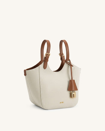 Ines Borsa tote con lucchetto - Tela marrone