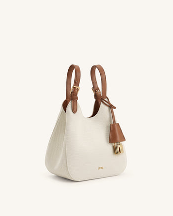 Ines Borsa tote con lucchetto - Tela marrone