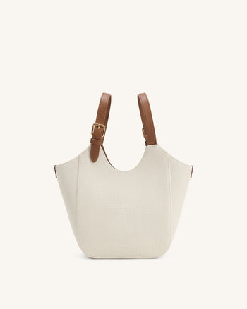 Ines Borsa tote con lucchetto - Tela marrone
