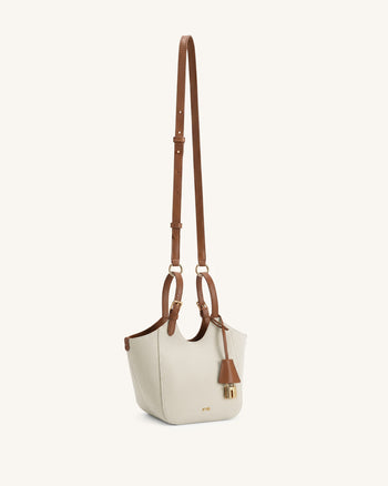 Ines Borsa tote con lucchetto - Tela marrone
