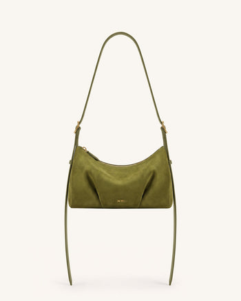 Loriette Borsa a tracolla in finta pelle scamosciata - Verde oliva