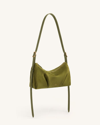 Loriette Borsa a tracolla in finta pelle scamosciata - Verde oliva