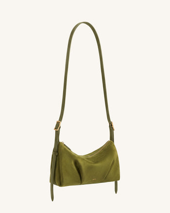 Loriette Borsa a tracolla in finta pelle scamosciata - Verde oliva