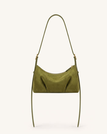 Loriette Borsa a tracolla in finta pelle scamosciata - Verde oliva