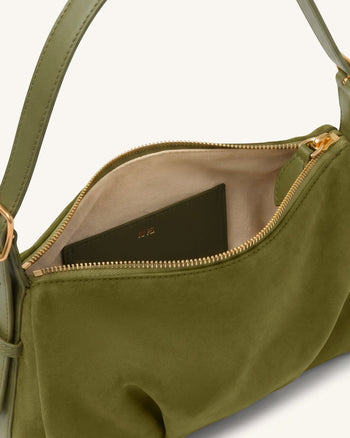 Loriette Borsa a tracolla in finta pelle scamosciata - Verde oliva