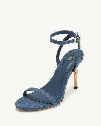 Alivia Sandali con tacco in metallo dorato - Blu denim
