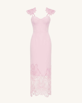 Orchid Abito a corsetto ricamato - Rosa antico