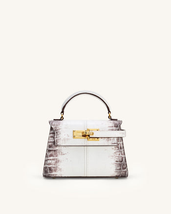 Elise Borsa a Mano - Bianco Coccodrillo