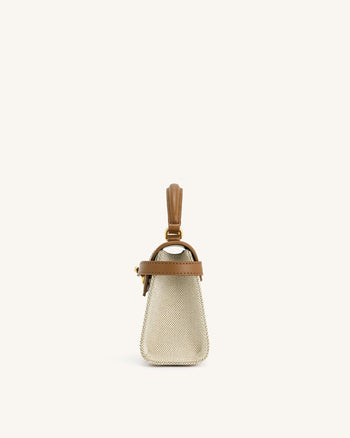 Borsa con manico superiore Elise - Tela marrone