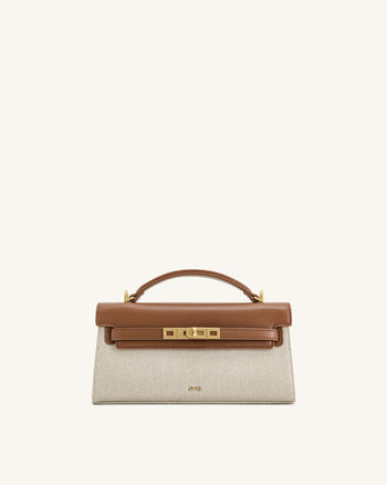 Noor Borsa con manico superiore - Tela marrone