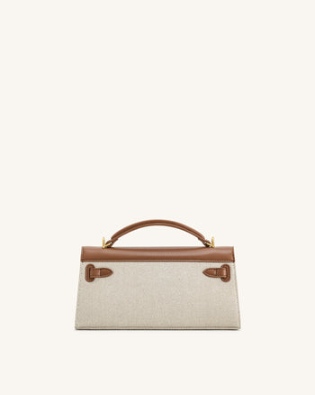 Noor Borsa con manico superiore - Tela marrone