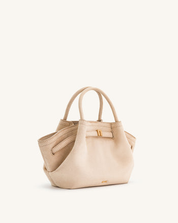 Hana Mini Borsa a Tracolla in Finta Pelle Scamosciata - Bianco Avorio