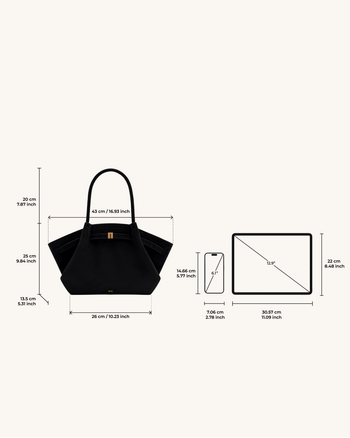 Hana Borsa Tote Media in Finta Pelle Scamosciata - Nero
