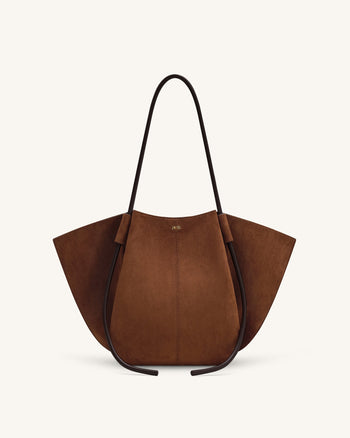 Nala Borsa Tote Ampia in Finta Pelle Scamosciata - Marrone