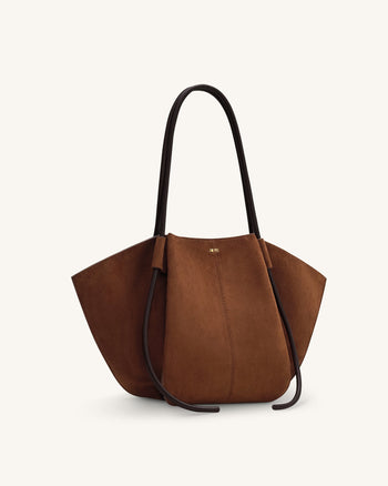Nala Borsa Tote Ampia in Finta Pelle Scamosciata - Marrone