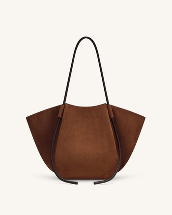 Nala Borsa Tote Ampia in Finta Pelle Scamosciata - Marrone