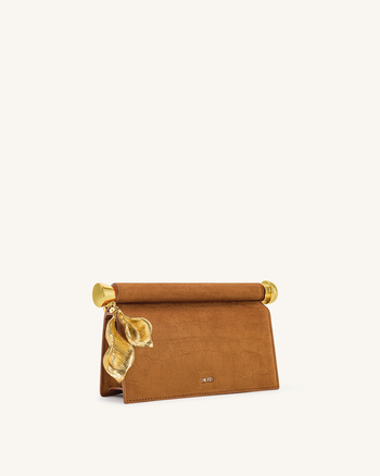 Holly Pochette in Finto Camoscio con Ciondolo in Metallo - Marrone