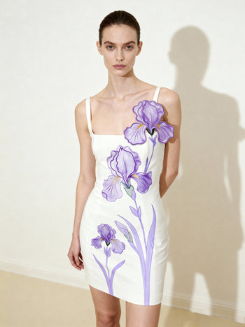 Iris Miniabito aderente con spalline a stampa floreale - Bianco