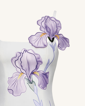 Iris Miniabito aderente con spalline a stampa floreale - Bianco