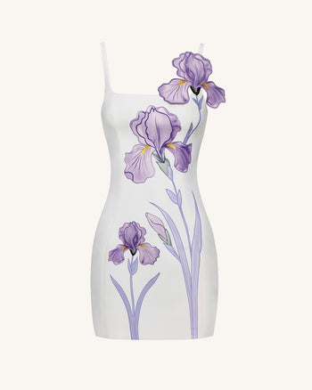 Iris Miniabito aderente con spalline a stampa floreale - Bianco
