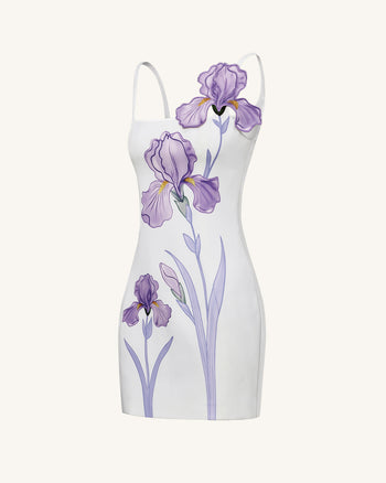 Iris Miniabito aderente con spalline a stampa floreale - Bianco