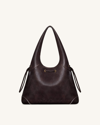 Celandra Borsa hobo con coulisse - Marrone scuro