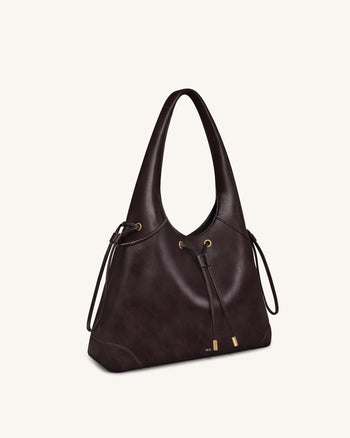Celandra Borsa hobo con coulisse - Marrone scuro