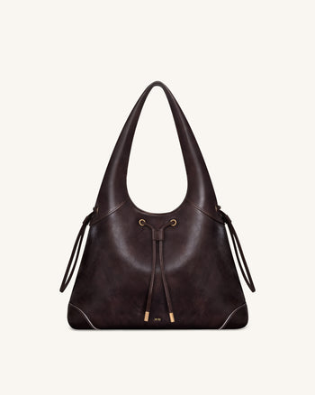 Celandra Borsa hobo con coulisse - Marrone scuro