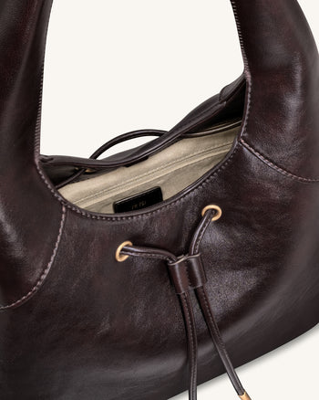 Celandra Borsa hobo con coulisse - Marrone scuro