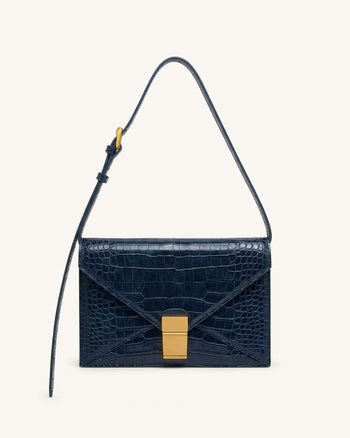 Clio Borsa a tracolla a bustina - Blu navy effetto cocco