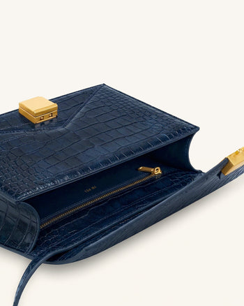 Clio Borsa a tracolla a bustina - Blu navy effetto cocco
