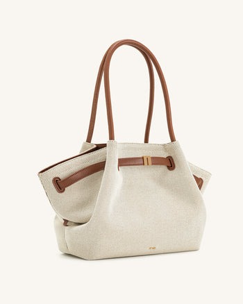 Hana Borsa tote grande - Tela marrone