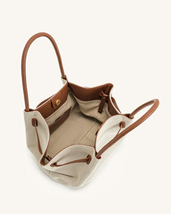 Hana Borsa tote grande - Tela marrone