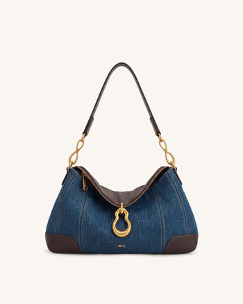 Jayla Borsa a spalla decorata con ciondolo in metallo - Denim blu